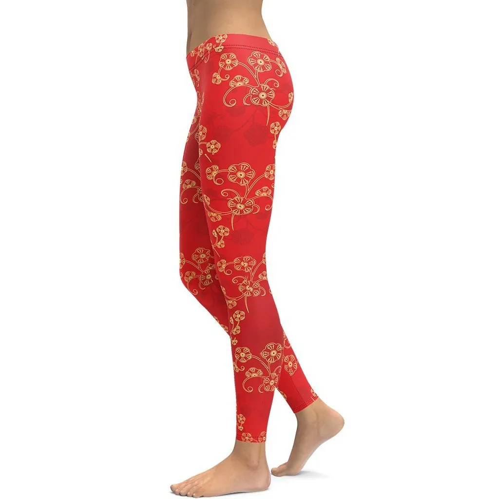 Chinese Inspired Pattern Leggings