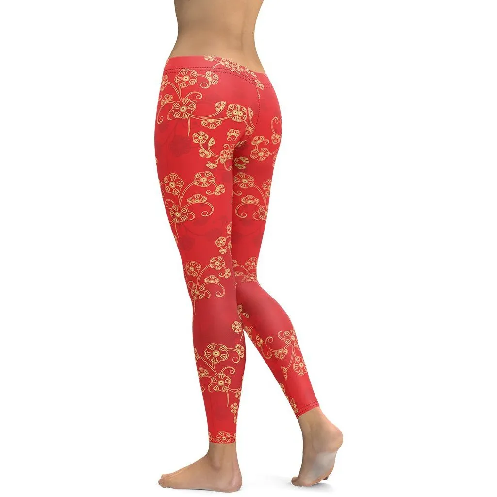 Chinese Inspired Pattern Leggings