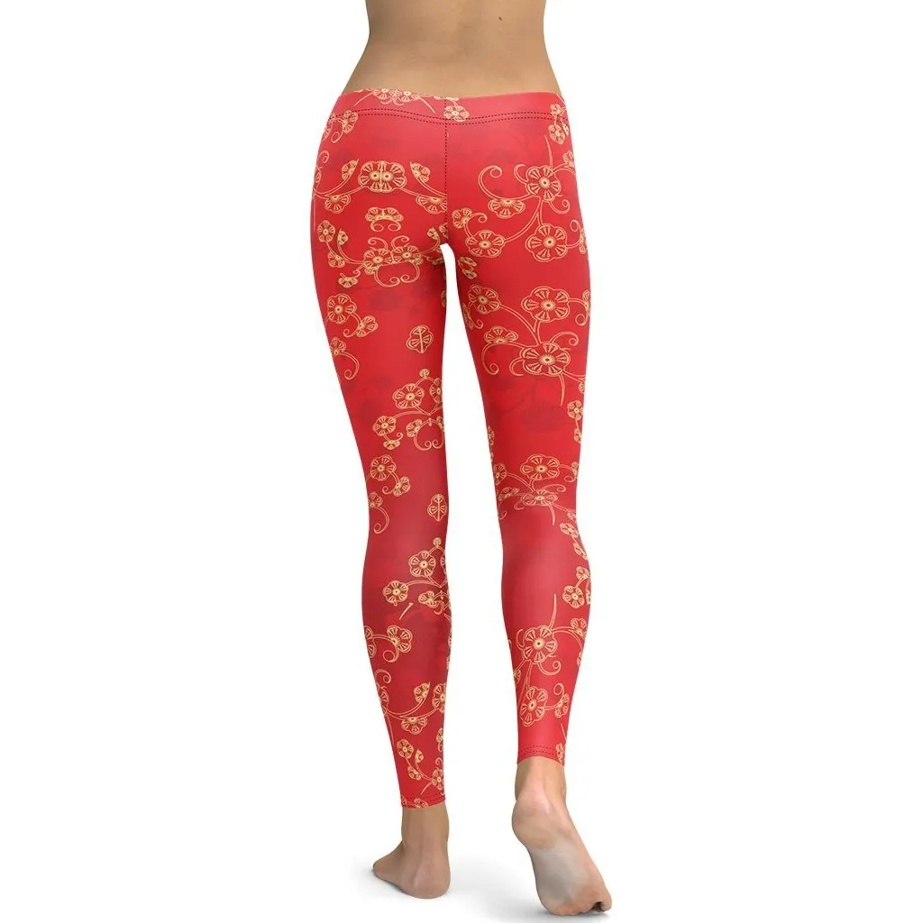 Chinese Inspired Pattern Leggings