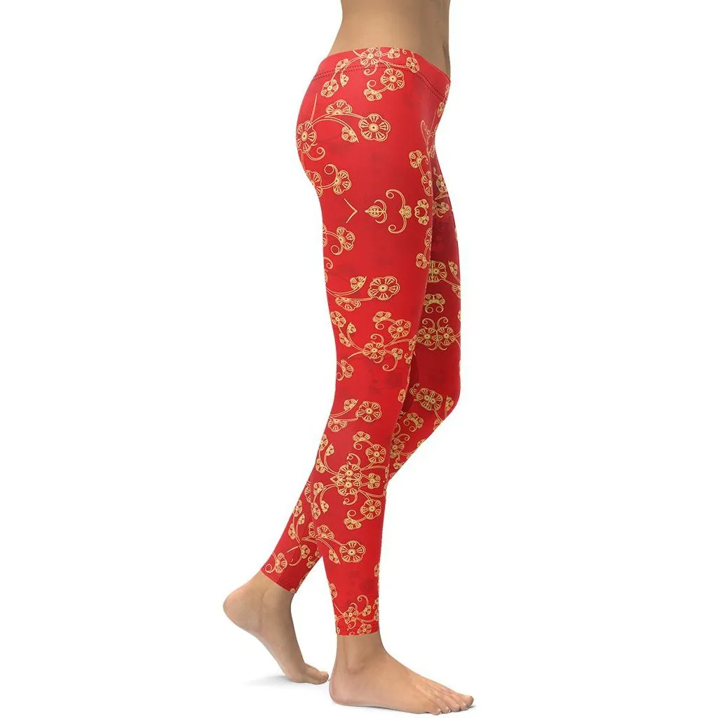 Chinese Inspired Pattern Leggings