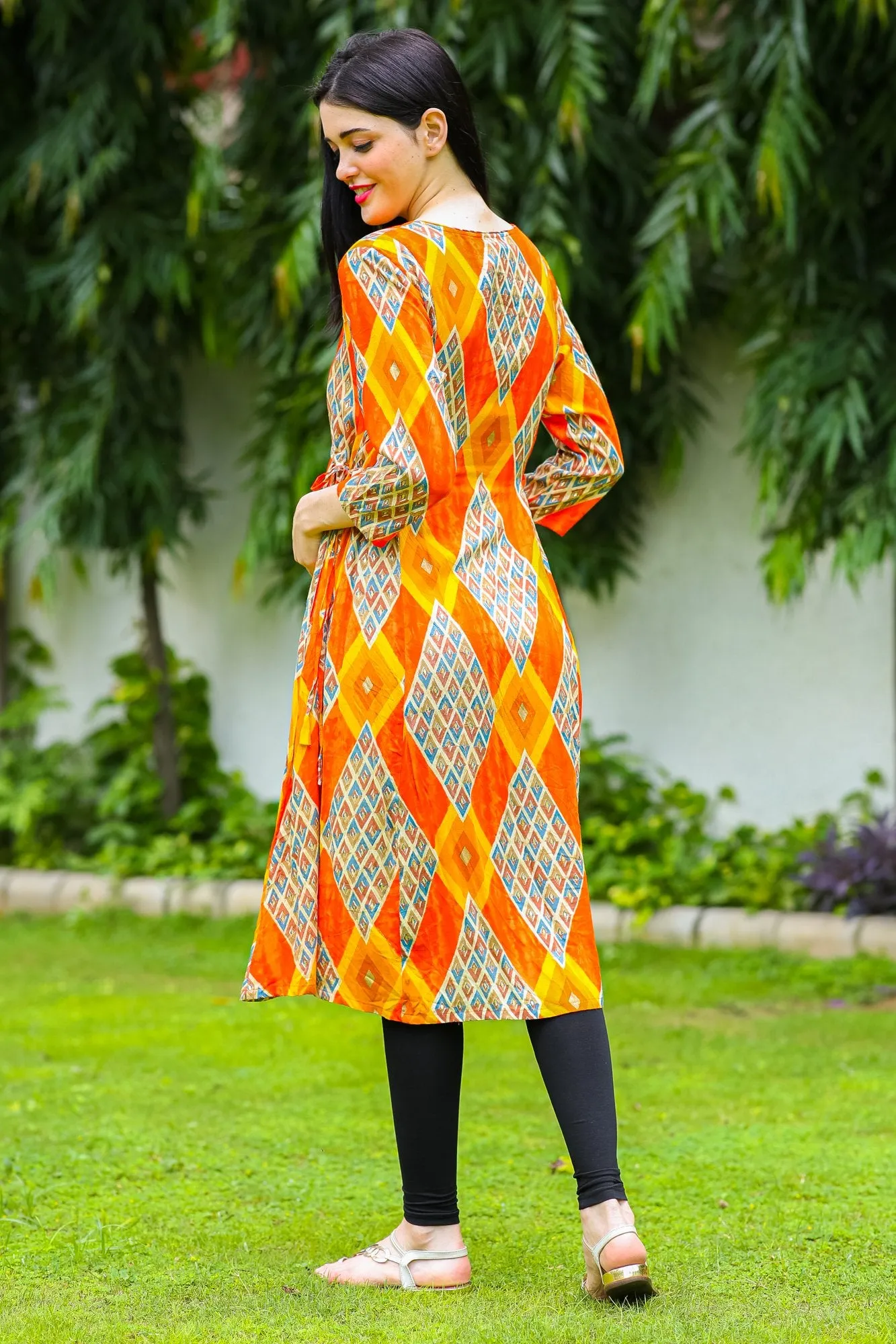 Cinnamon Patterned Maternity & Nursing Kurta Dress