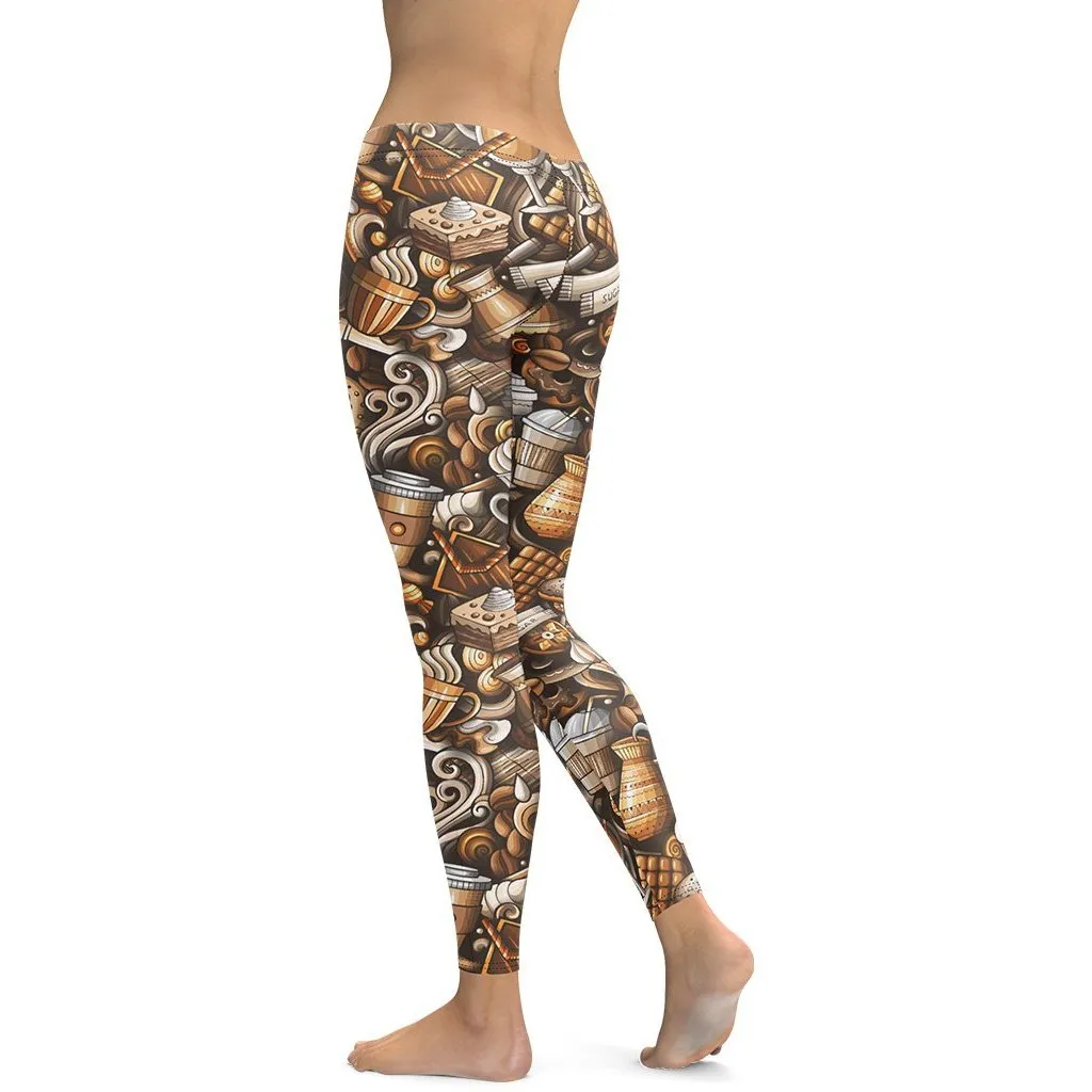 Coffee Shop Print Leggings