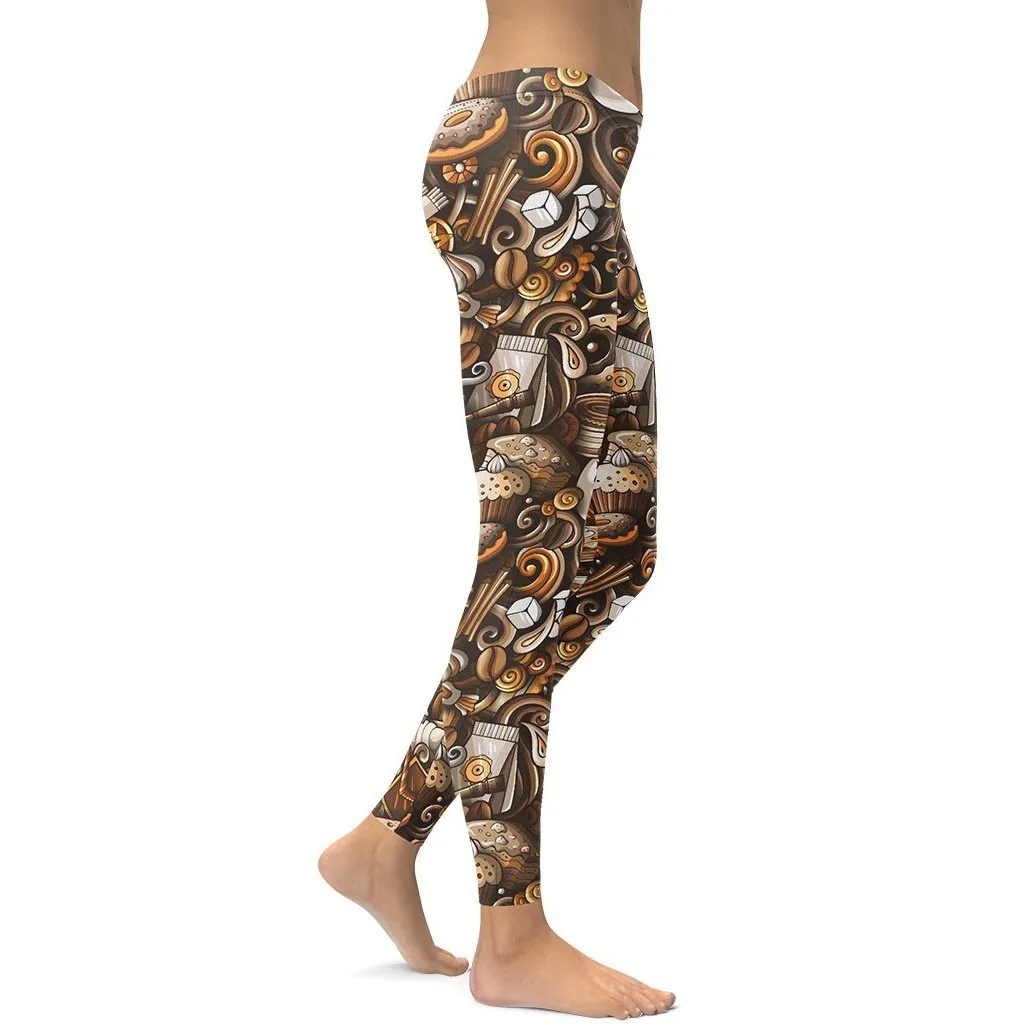 Coffee Shop Print Leggings