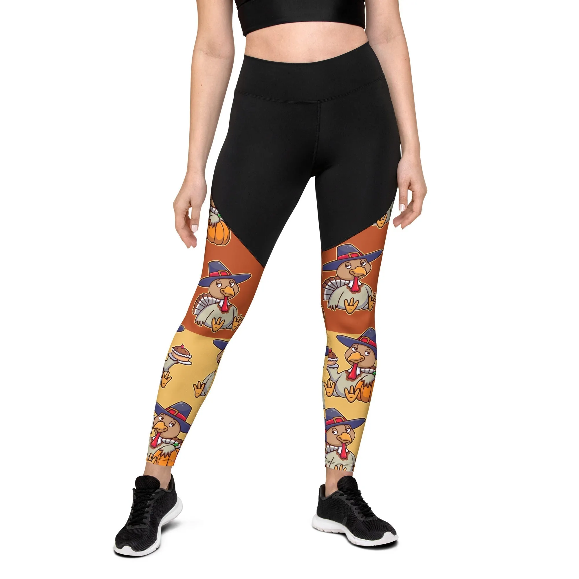 Colorful Turkey Print Compression Leggings