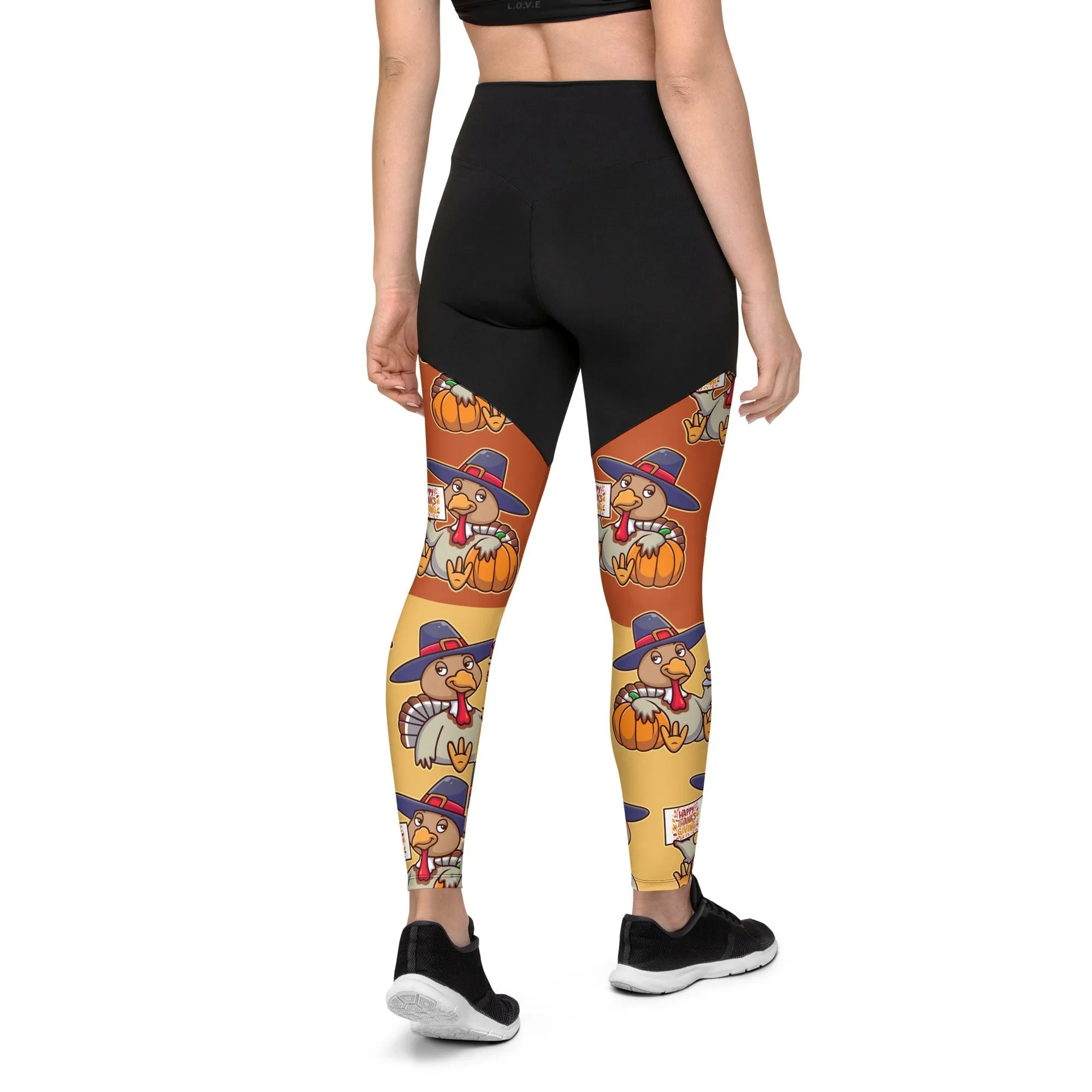 Colorful Turkey Print Compression Leggings