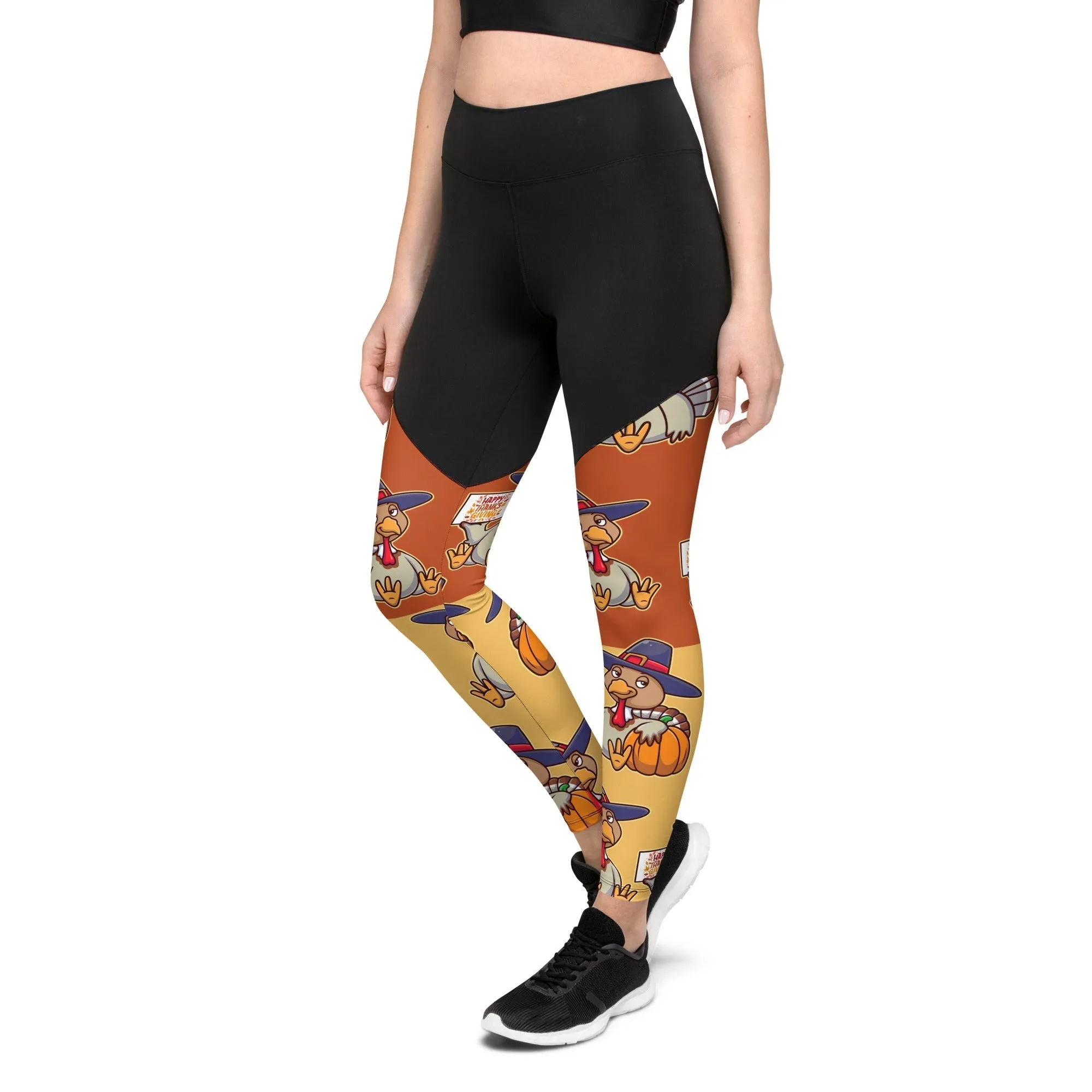 Colorful Turkey Print Compression Leggings