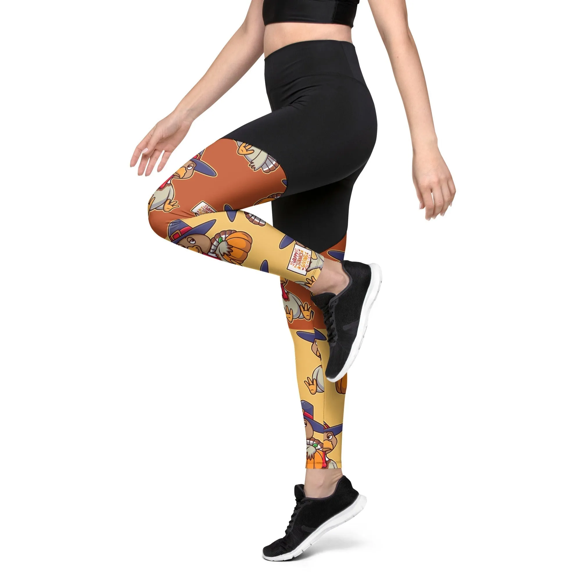 Colorful Turkey Print Compression Leggings