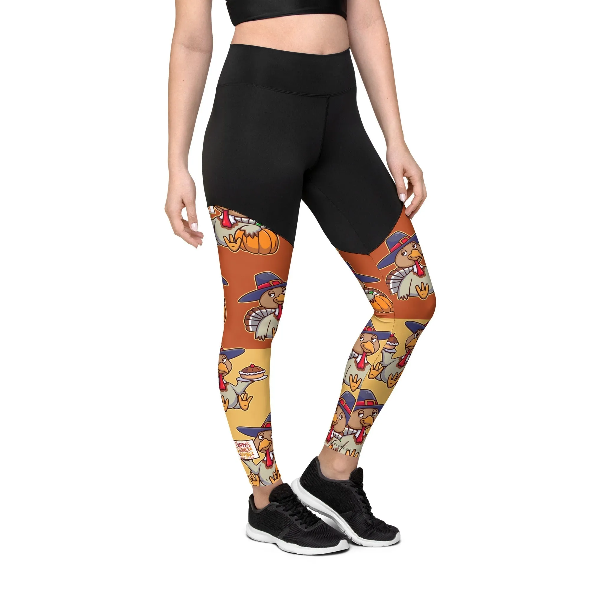 Colorful Turkey Print Compression Leggings