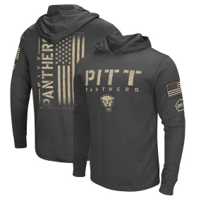 Colosseum Pitt Panthers Heather Black Team OHT Military Appreciation Long Sleeve Hoodie T-Shirt