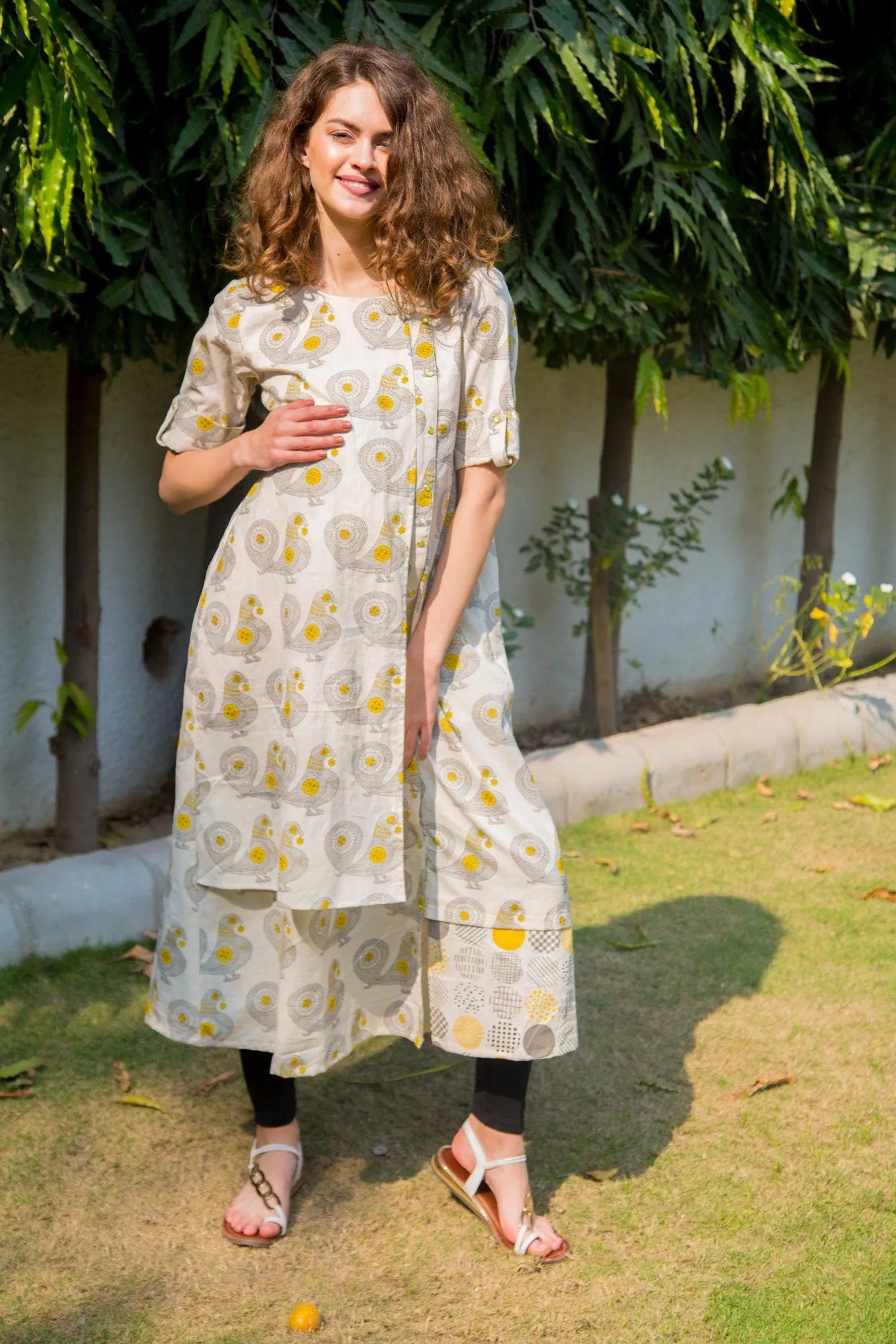 Cotton Peacock Maternity & Nursing Kurta