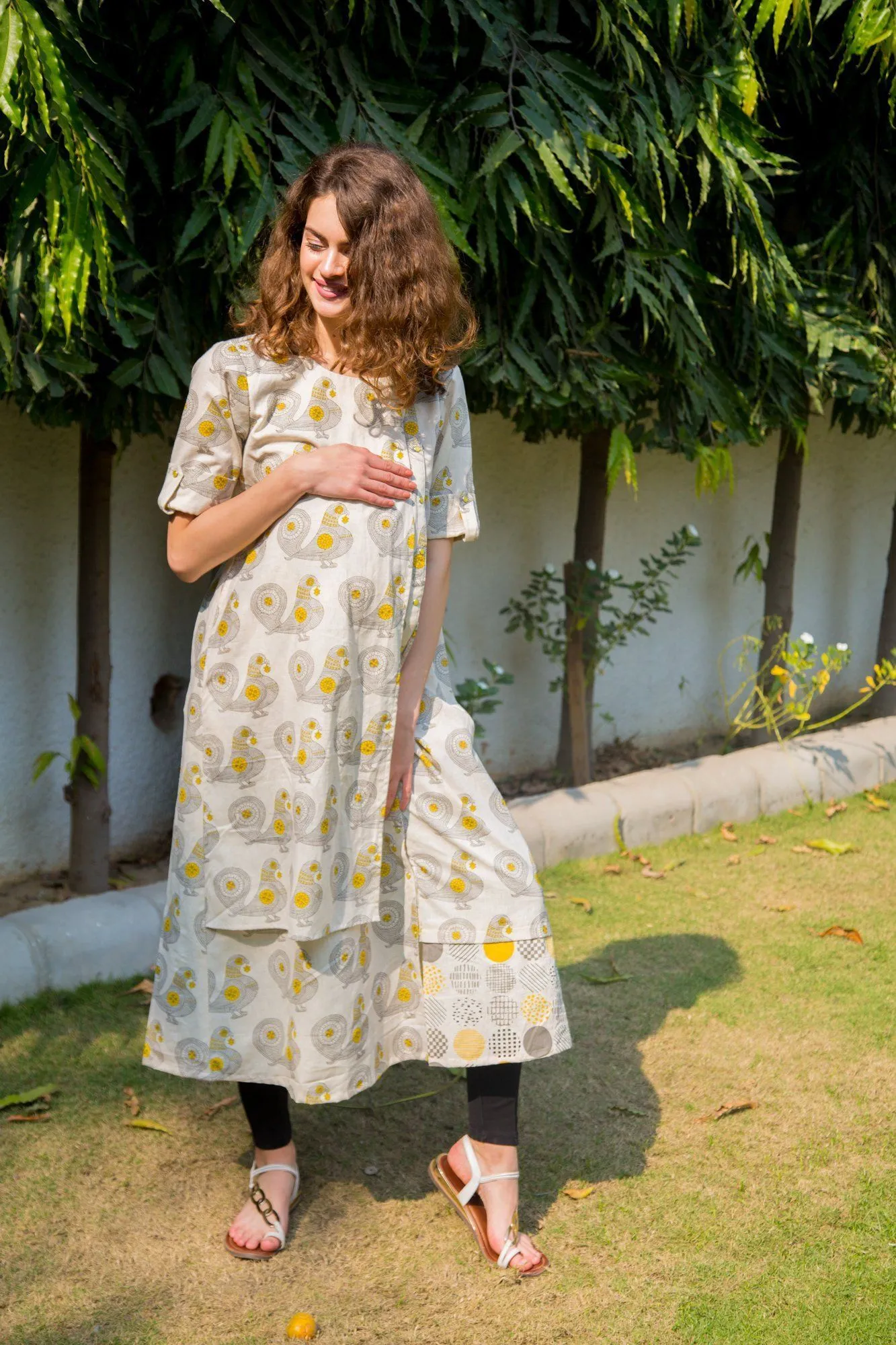 Cotton Peacock Maternity & Nursing Kurta