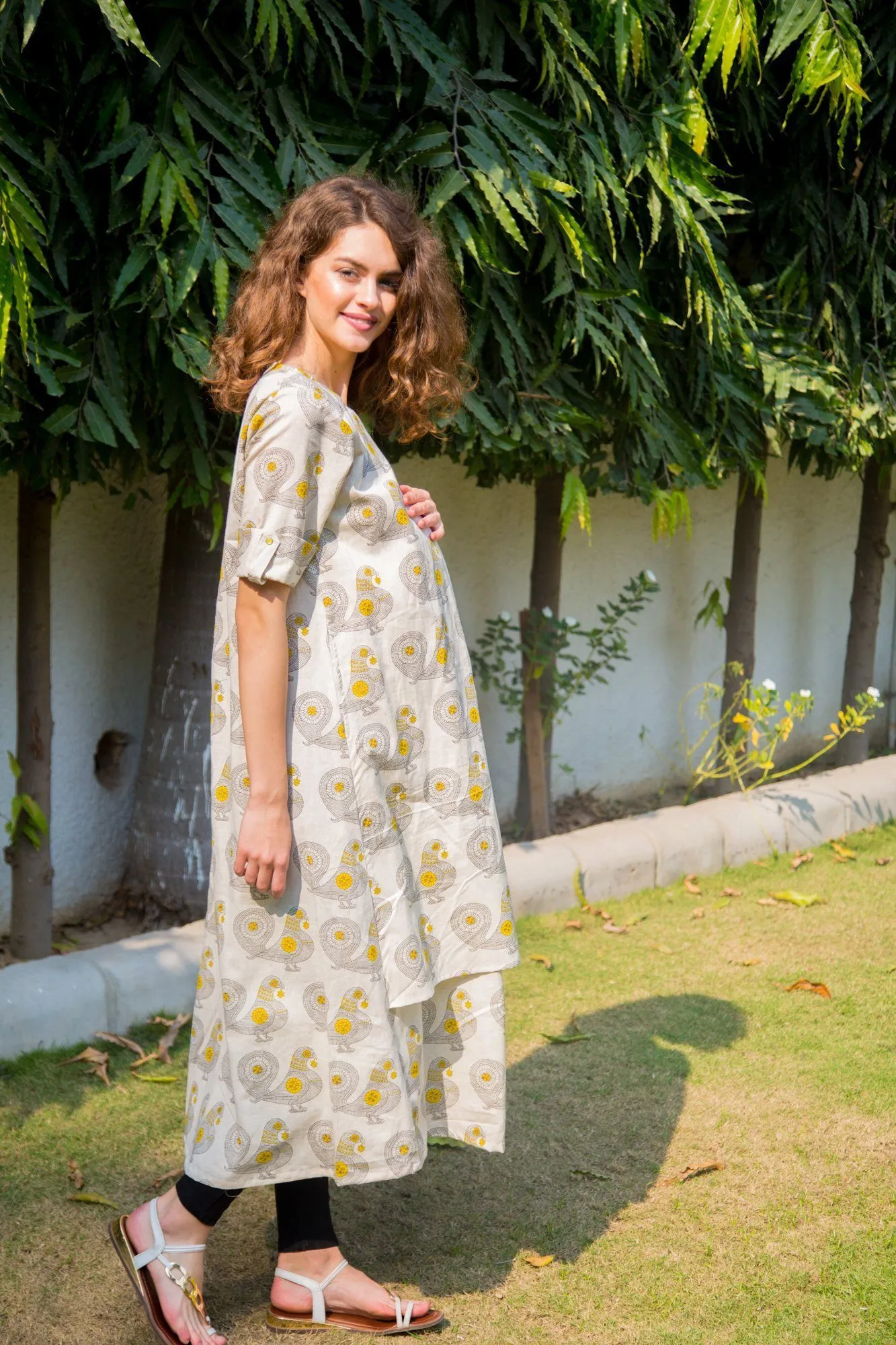 Cotton Peacock Maternity & Nursing Kurta