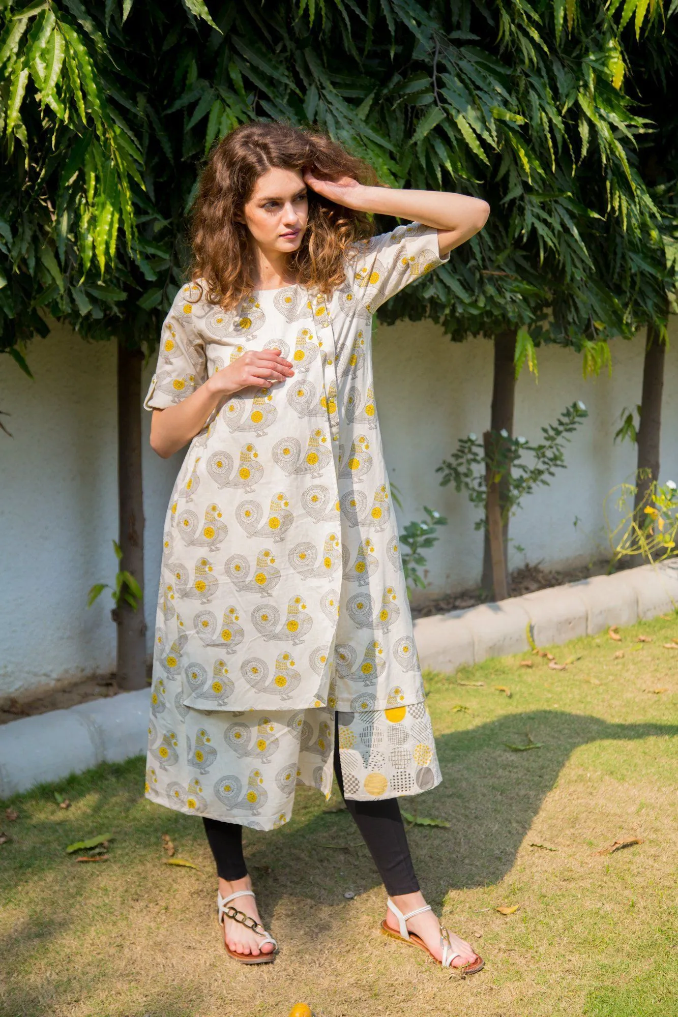 Cotton Peacock Maternity & Nursing Kurta