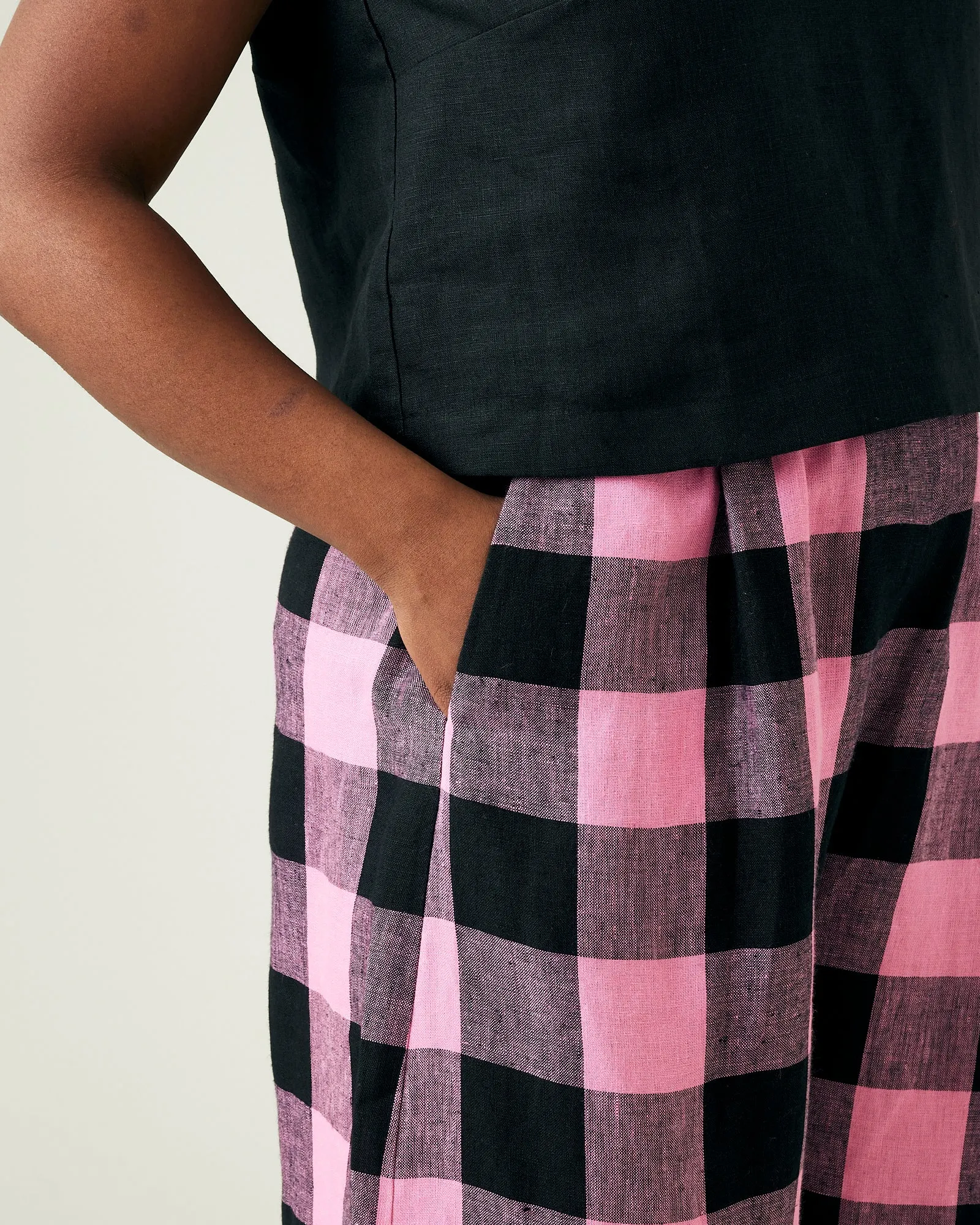 Daisy Pink & Black Mega Check Linen Trousers