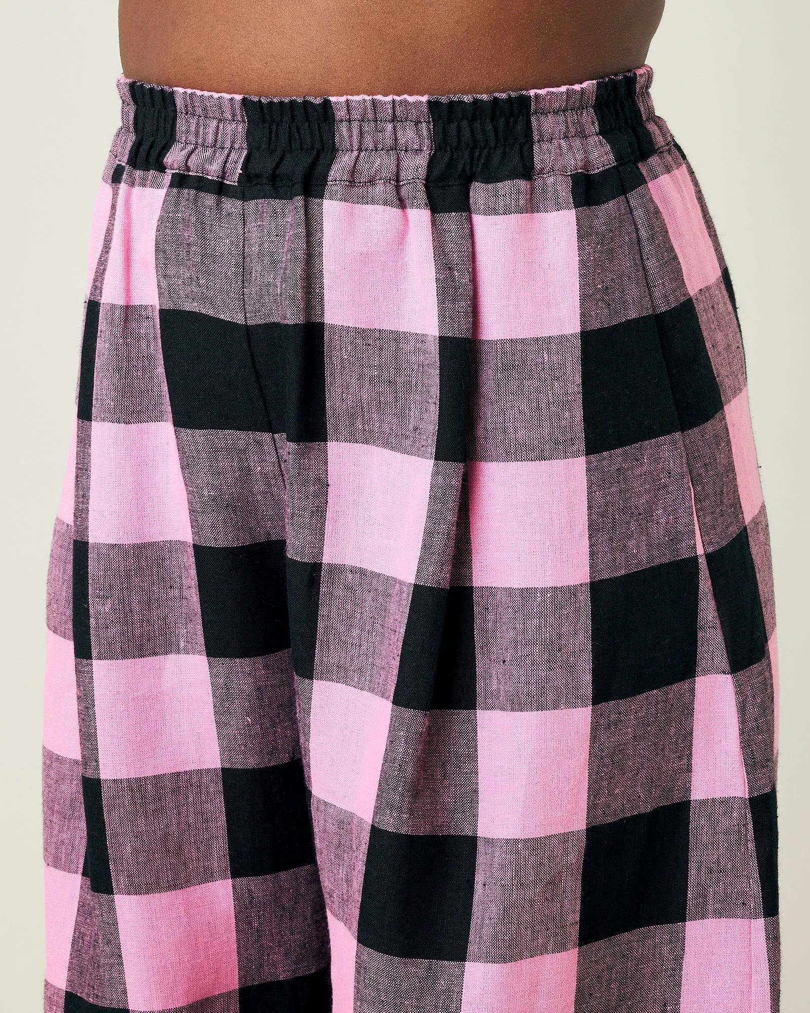 Daisy Pink & Black Mega Check Linen Trousers