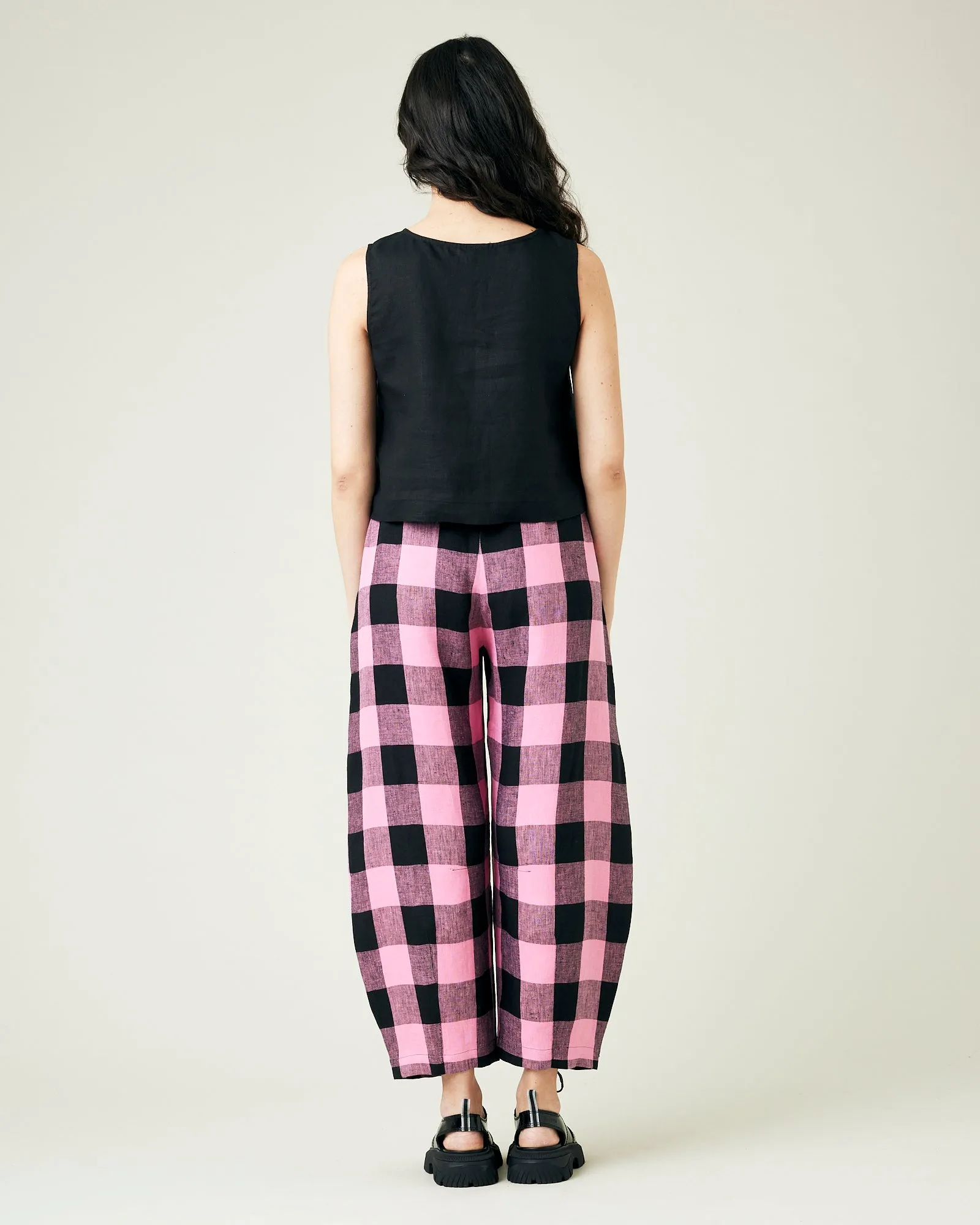 Daisy Pink & Black Mega Check Linen Trousers