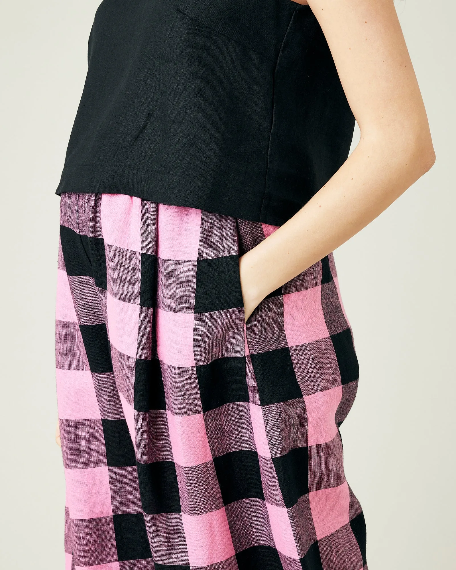 Daisy Pink & Black Mega Check Linen Trousers