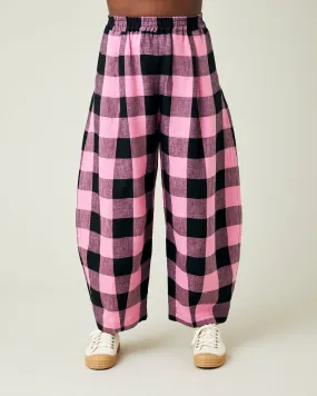 Daisy Pink & Black Mega Check Linen Trousers