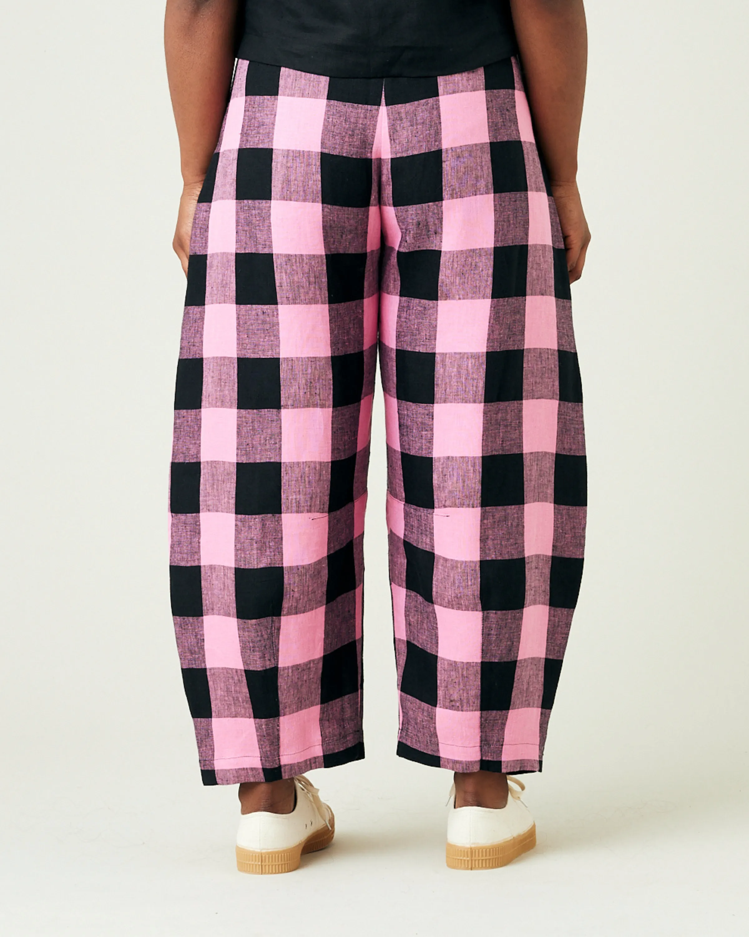 Daisy Pink & Black Mega Check Linen Trousers