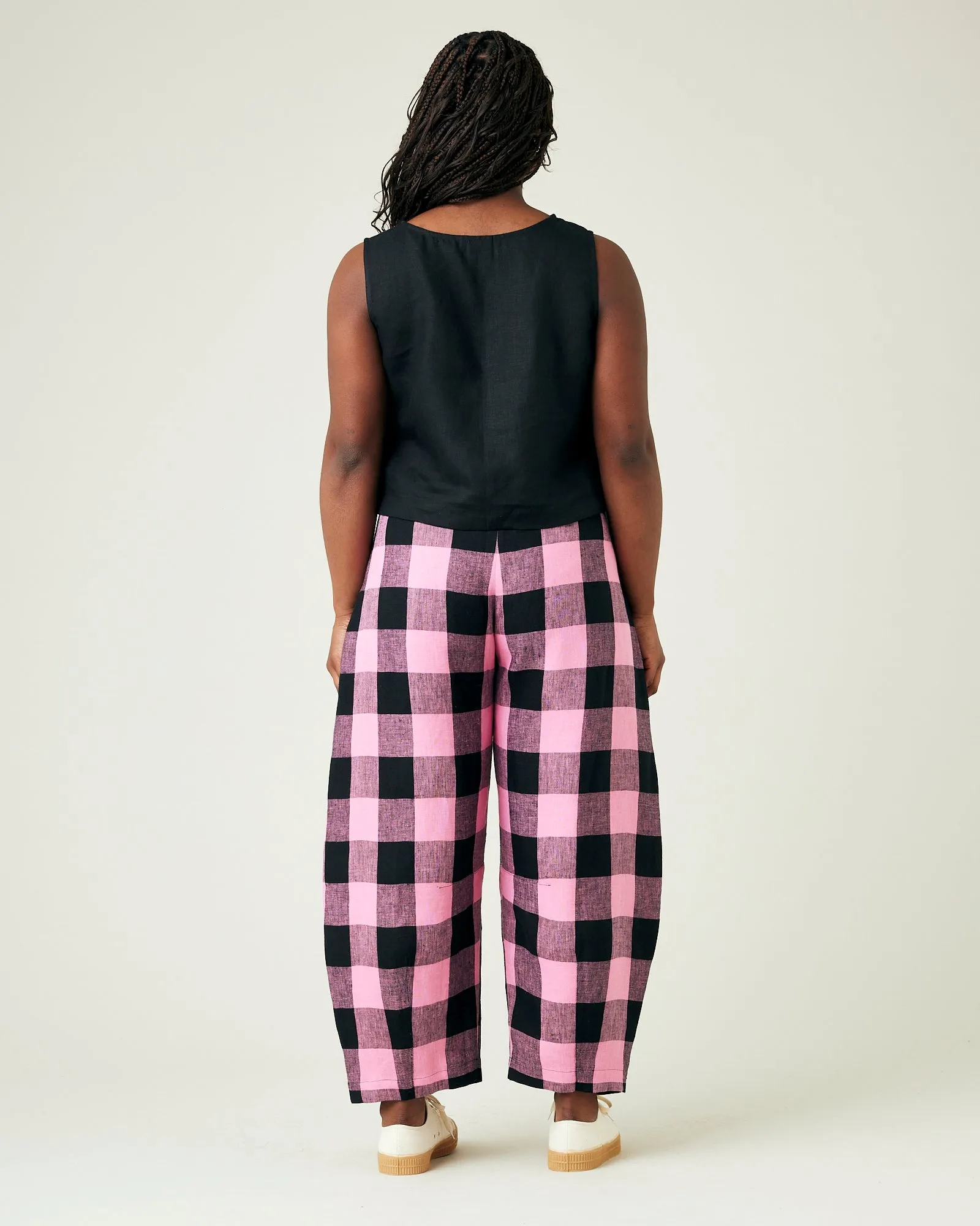 Daisy Pink & Black Mega Check Linen Trousers