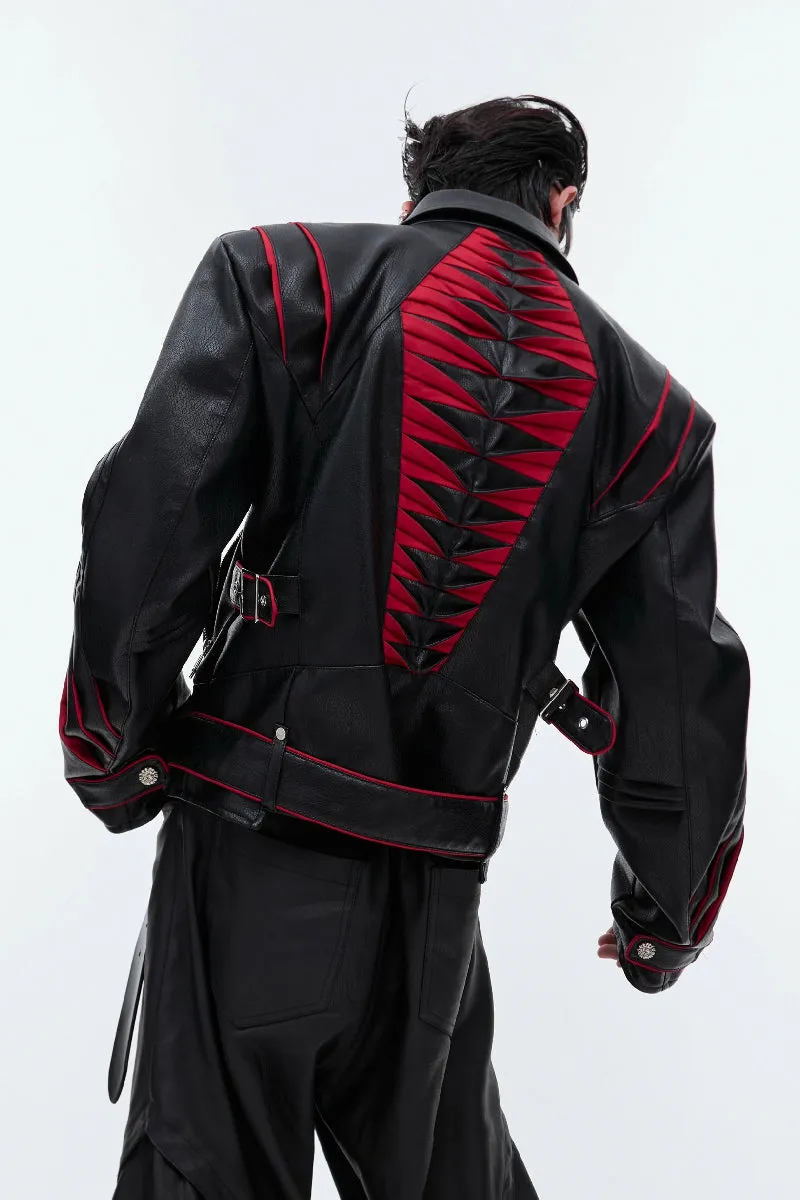 Deconstructed Spine Pleated Moto Jacket