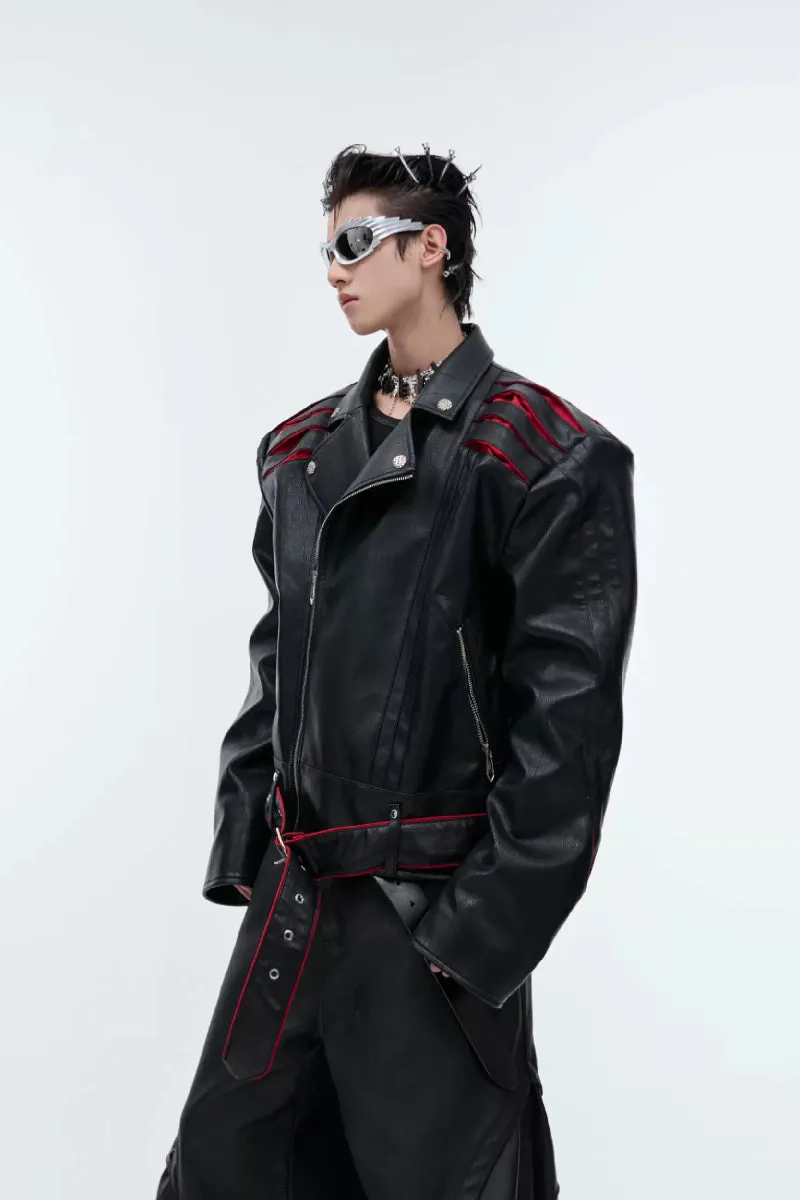 Deconstructed Spine Pleated Moto Jacket