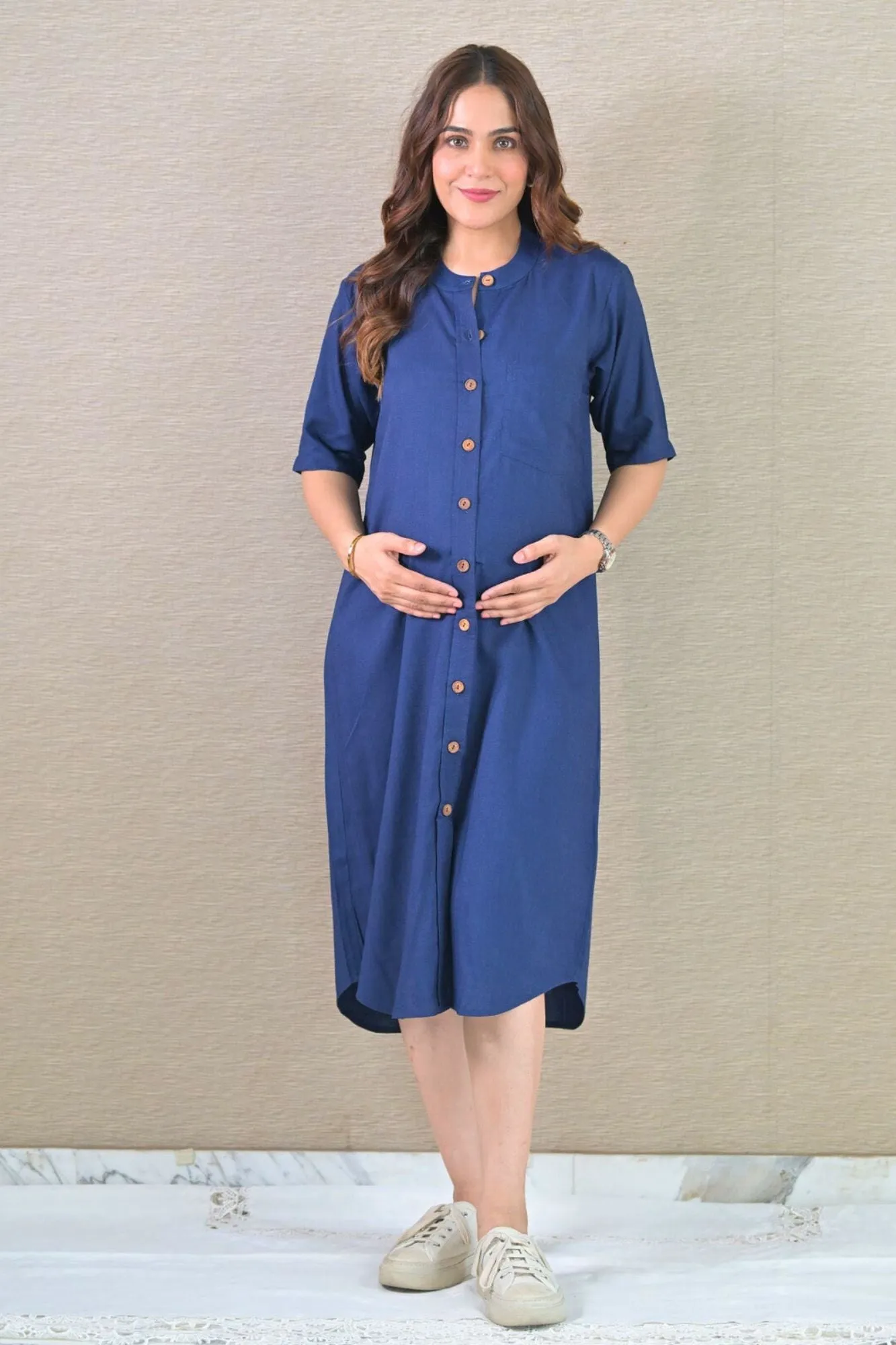 Denim Ease Maternity & Nursing Dress (100% Cotton)