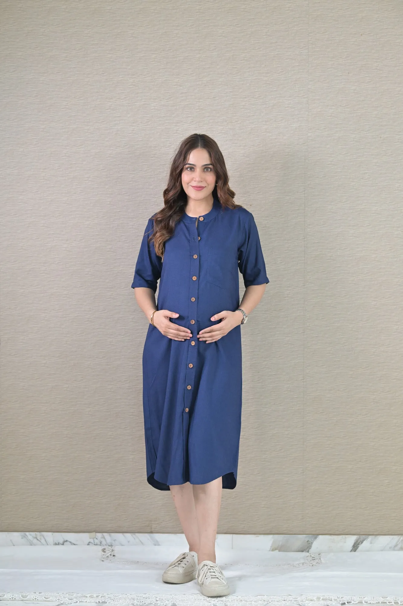 Denim Ease Maternity & Nursing Dress (100% Cotton)