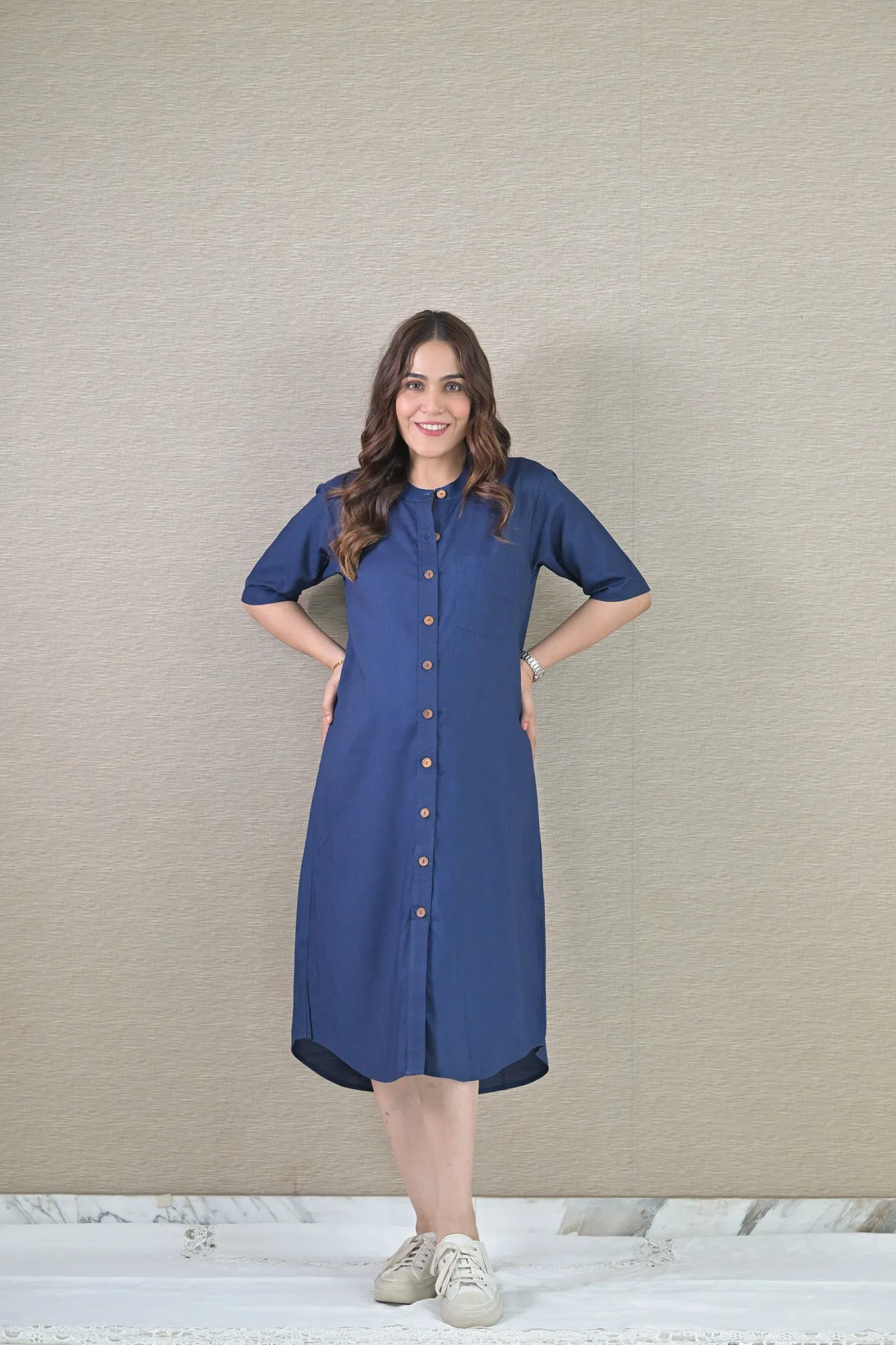 Denim Ease Maternity & Nursing Dress (100% Cotton)