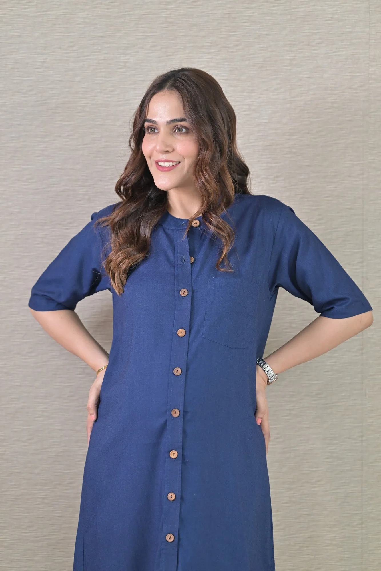 Denim Ease Maternity & Nursing Dress (100% Cotton)