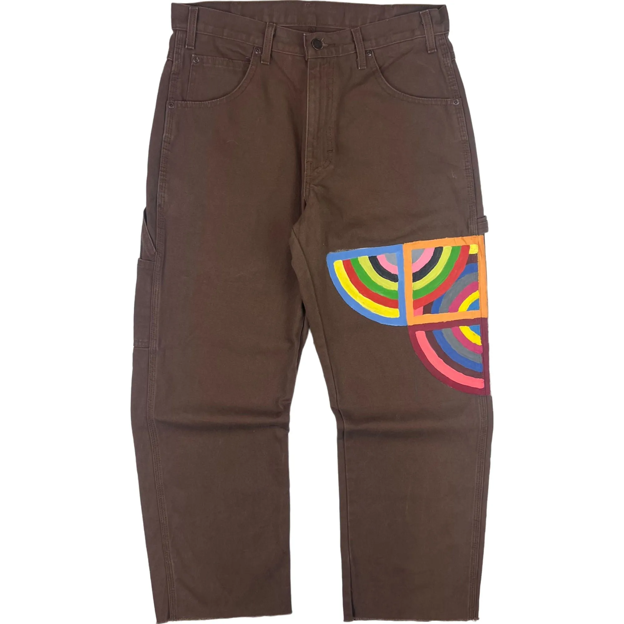 Dickies Carpenter Workwear Trousers Custom Hand Painted Brown