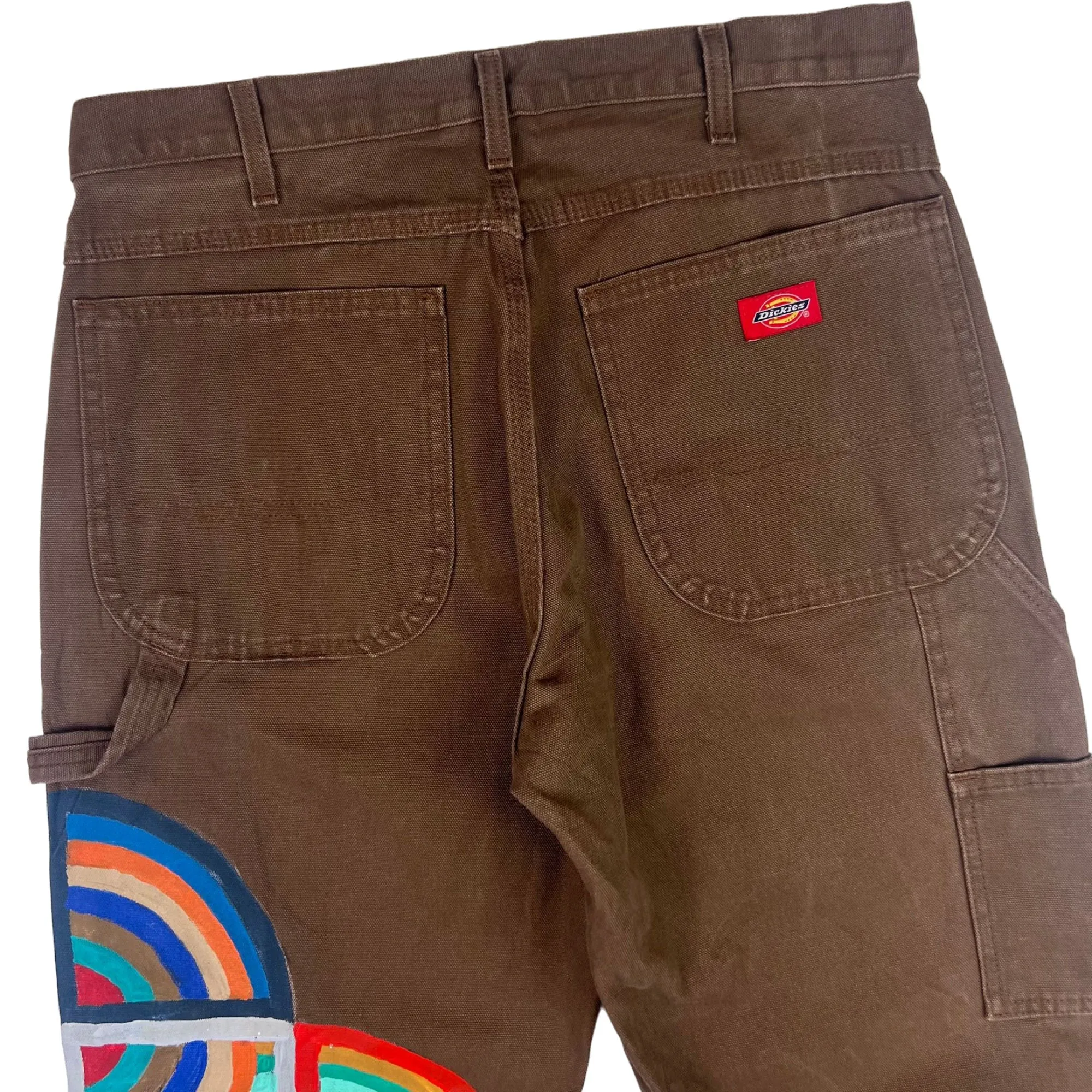 Dickies Carpenter Workwear Trousers Custom Hand Painted Brown