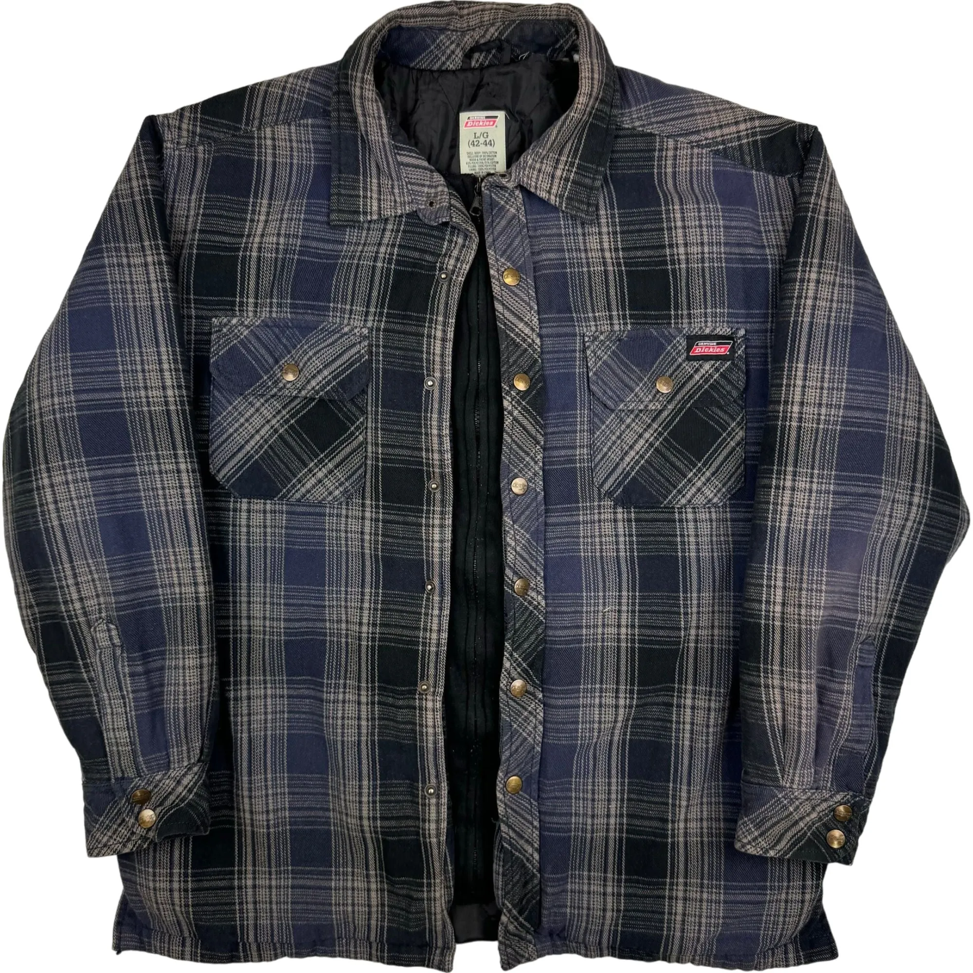 Dickies Padded Flannel Shirt Quilted Jacket Blue Black