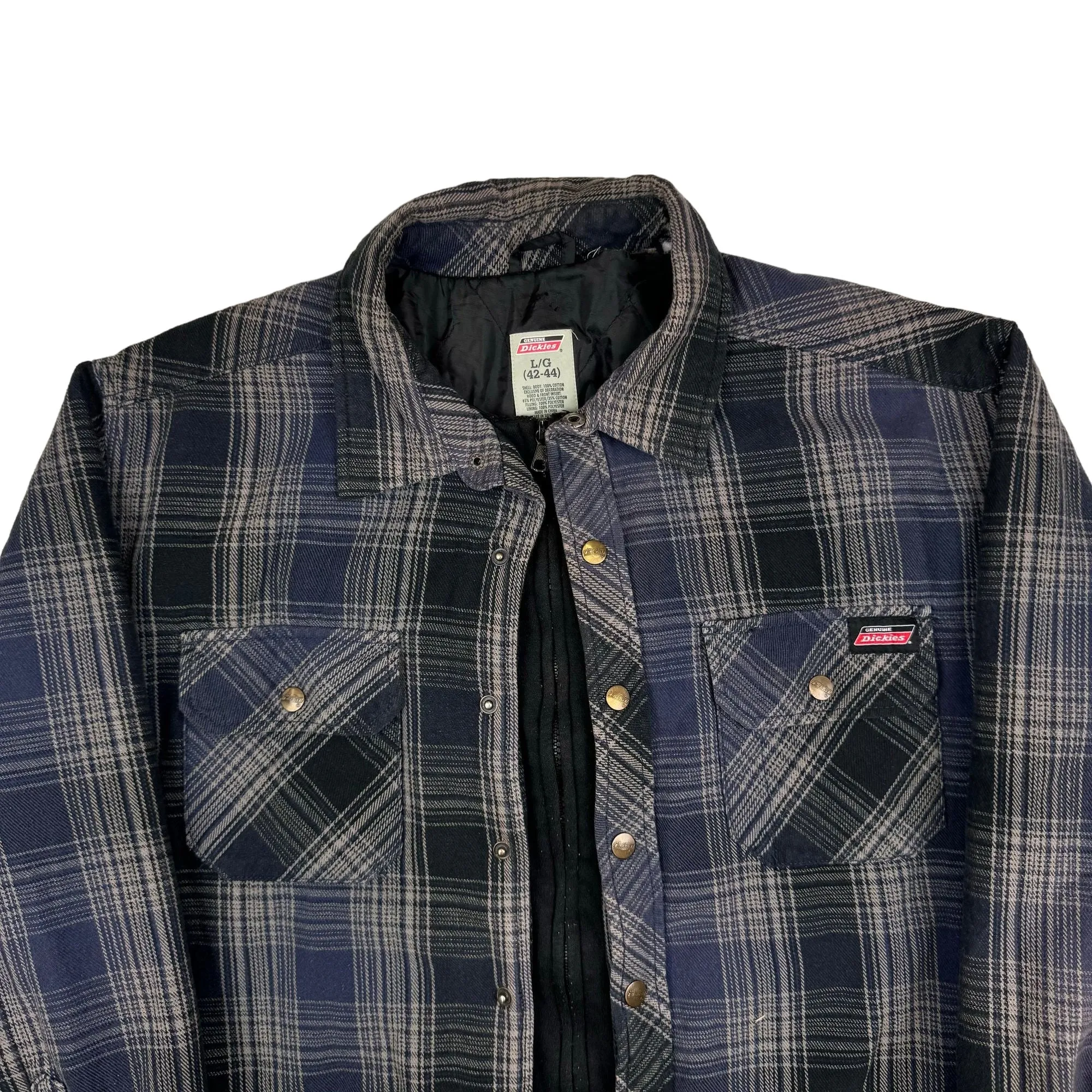 Dickies Padded Flannel Shirt Quilted Jacket Blue Black