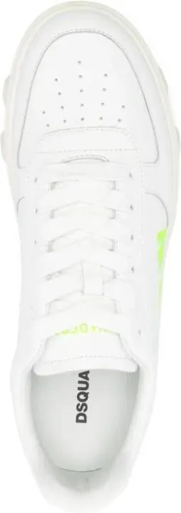 DSQUARED2 logo-printed leather sneakers Neutrals