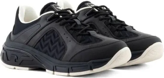 Emporio Armani chevron-quilted lace-up sneakers Black