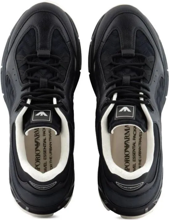 Emporio Armani chevron-quilted lace-up sneakers Black