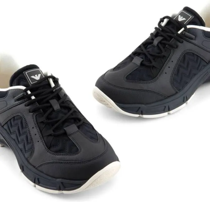 Emporio Armani chevron-quilted lace-up sneakers Black