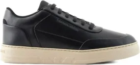 Emporio Armani logo-debossed leather sneakers Black