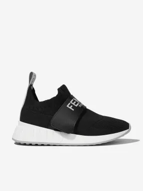 Fendi Kids Logo Slip On Trainers in Black