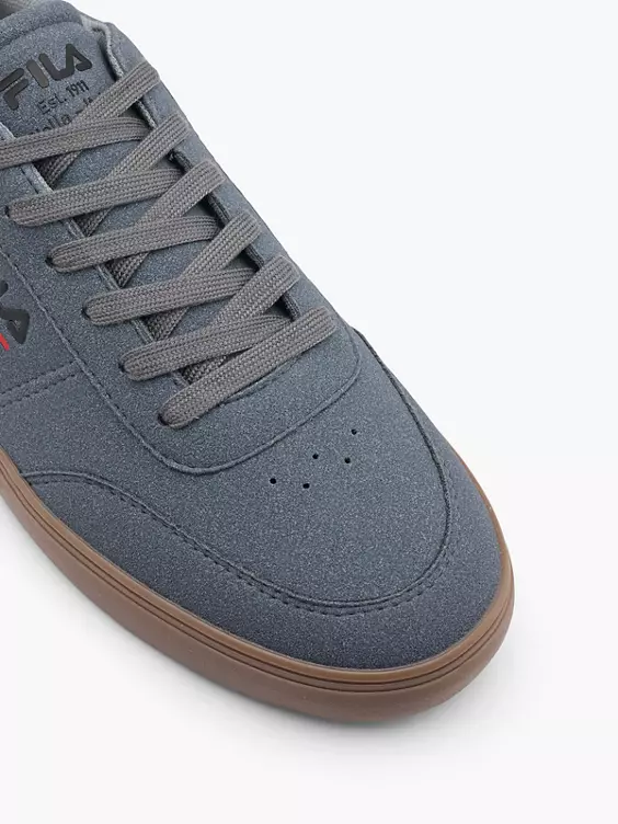 FILA  Grey Faux Suede Lace Up Trainers