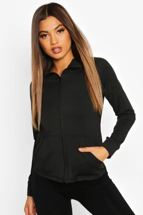 Fit Long Sleeve Zip Up Hooded Gym Jacket