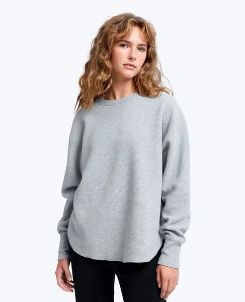 Flatback Thermal Relaxed  Crewneck Heather Grey Womens