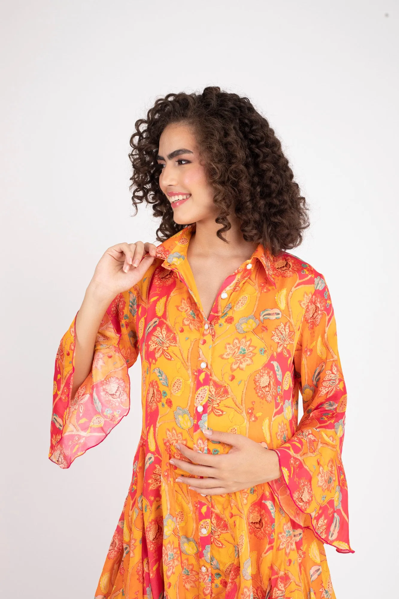 Forever Tangerine Maternity & Nursing Shirt Dress