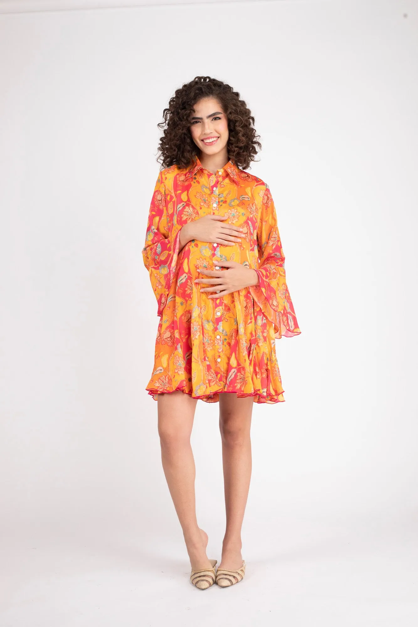 Forever Tangerine Maternity & Nursing Shirt Dress