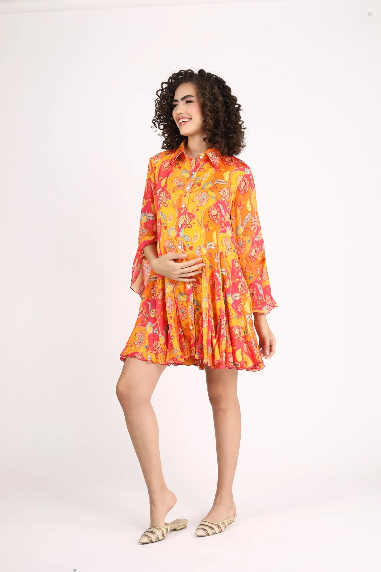 Forever Tangerine Maternity & Nursing Shirt Dress