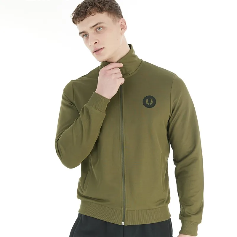 Fred Perry Mens Circle Branding Track Jacket Uniform Green