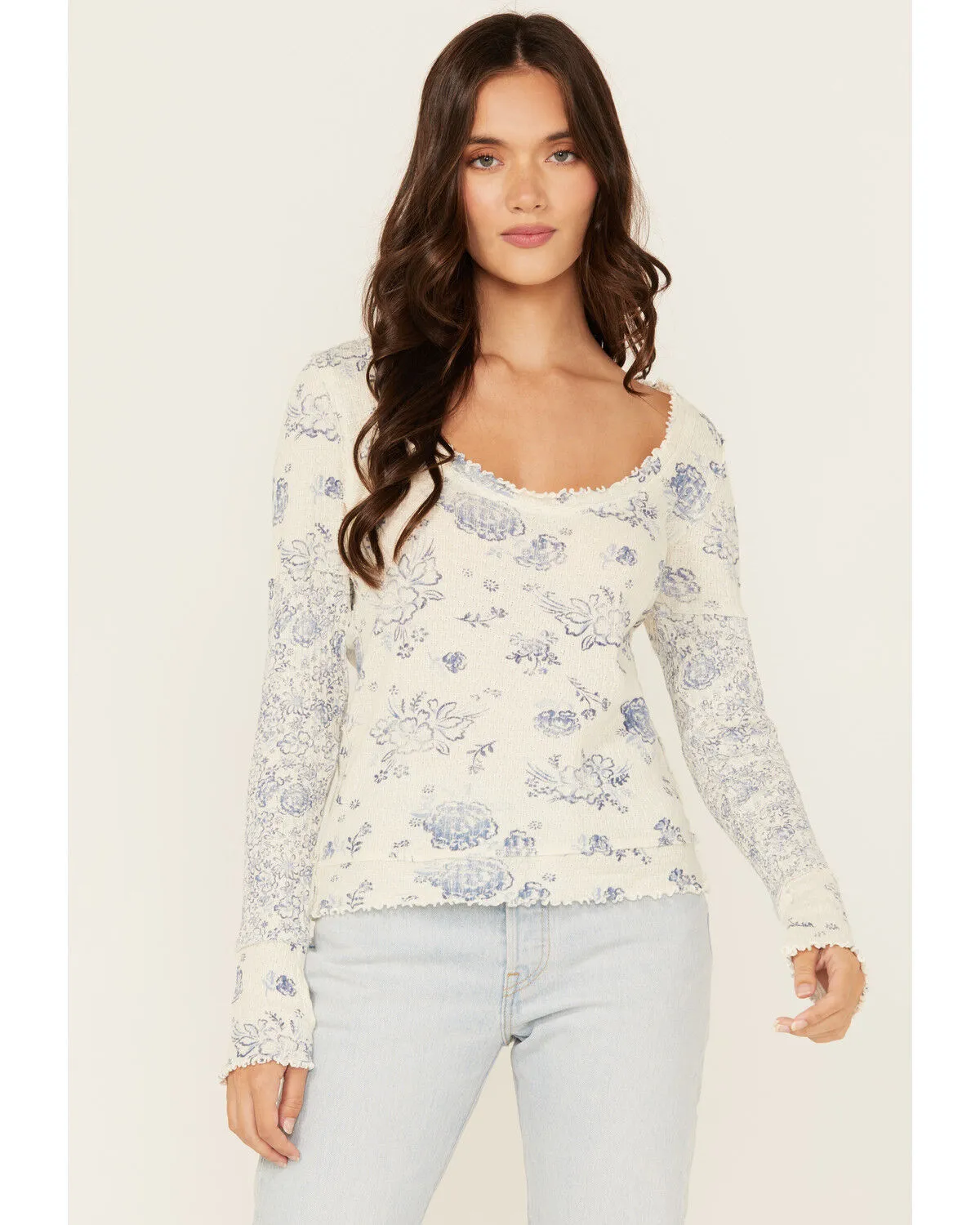 Free People Women's Clover Printed Thermal Long Sleeve Shirt