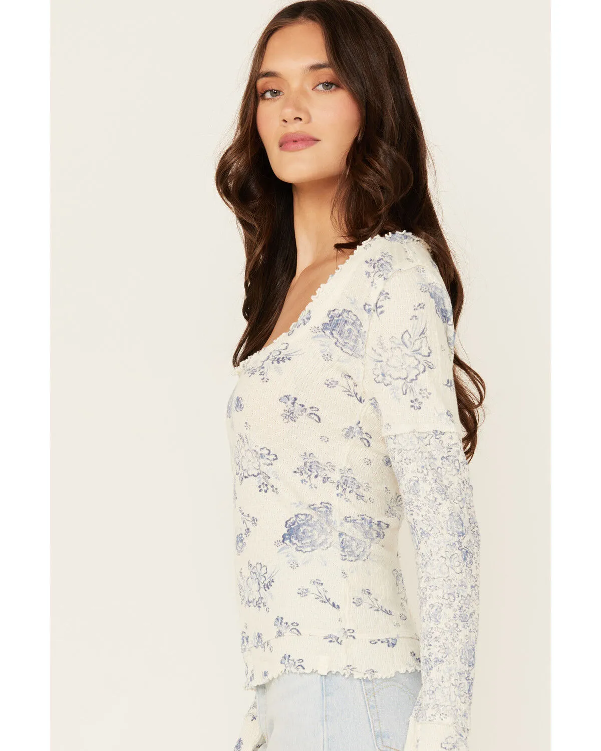 Free People Women's Clover Printed Thermal Long Sleeve Shirt