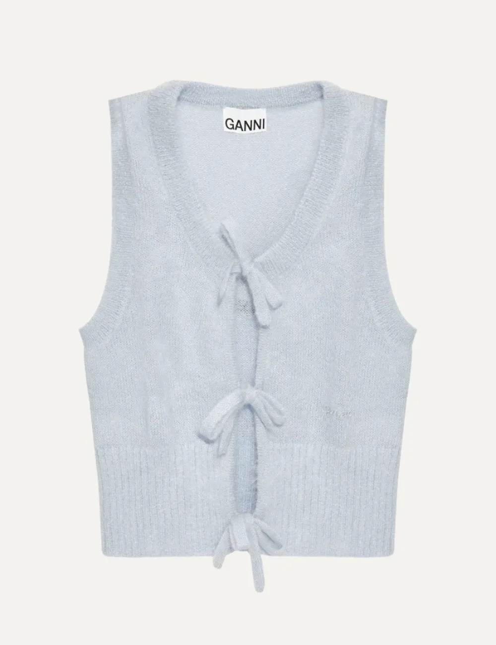 GANNI LIGHT MOHAIR TIE STRING VEST